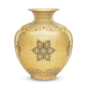 Golden Khatam Vase - A Shimmering Masterpiece by UNESCO Craftsman Master Manouchehr Khadem Mellat