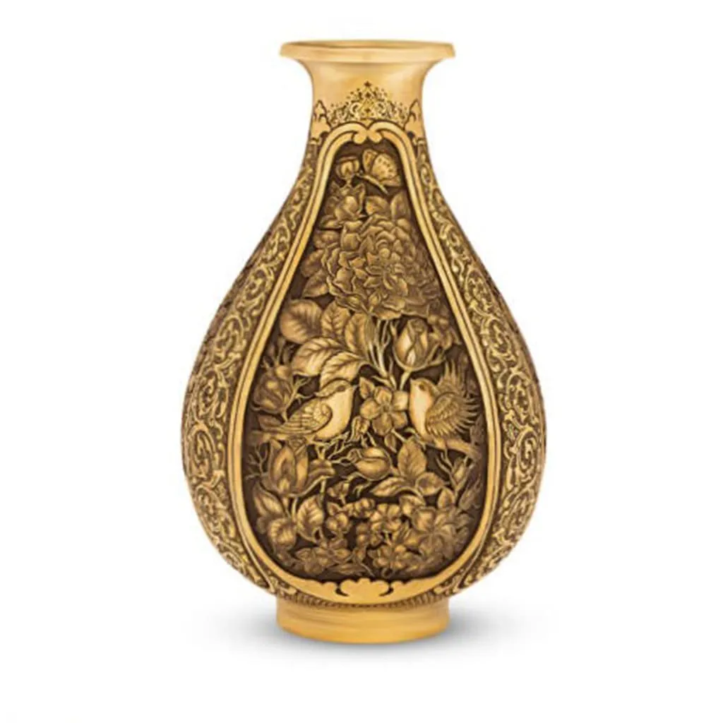 Qalamzani Vase - A Floral Masterpiece in Brass